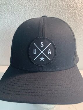 USA Embroidered Black Trucker Hat